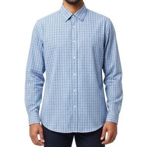 Duchamp London Blue Plaid Long Sleeve Men's‎ Shirt Size XL 43 17
